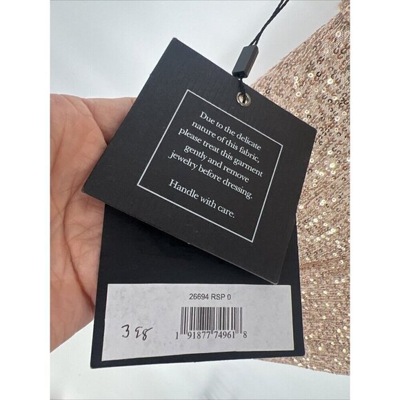 MAC DUGGAL Womens Size 0 Gold SEQUINED RUCHED 1 SHOULDER Formal GOWN Dress 26694 - Picture 10 of 11